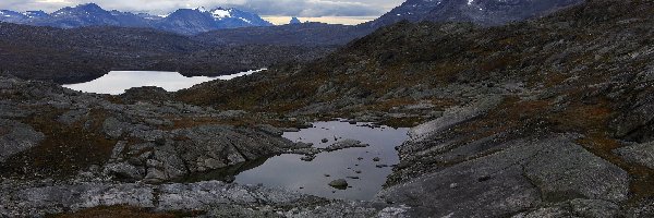 Góry, Jezioro, Skały, Norwegia, Gautelisvatnet Lake
