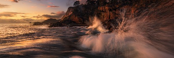 Tasmania, Fale, Park Narodowy Freycineta, Australia, Skały, Morze