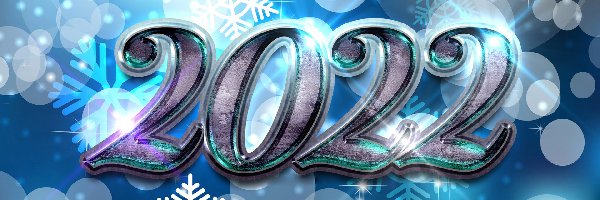 Nowy Rok, 2022, Data, Niebieskie tło, Śnieżynki