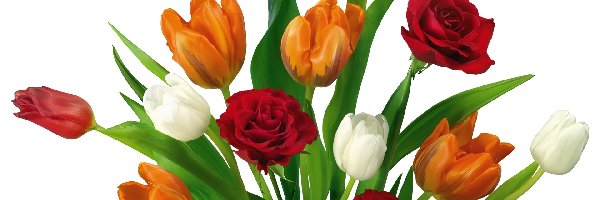 Kolorowych, Róż, Tulipanów, Bukiet