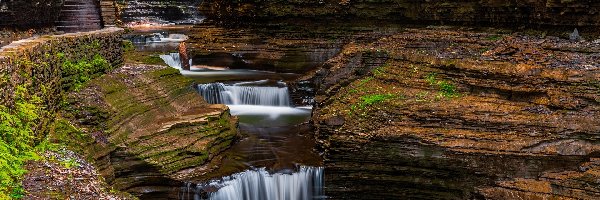 Wodospad, Watkins Glen State Park, Skały, Rainbow Falls, Stan Nowy Jork, Stany Zjednoczone