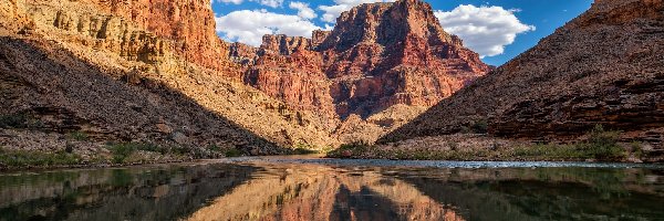 Rzeka, Skały, Stany Zjednoczone, Arizona, Grand Canyon, Kolorado River, Park Narodowy Wielkiego Kanionu, Góry