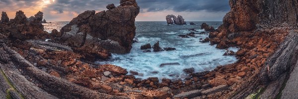 Kamienie, Morze, Skały, Wybrzeże, Kantabria, Hiszpania