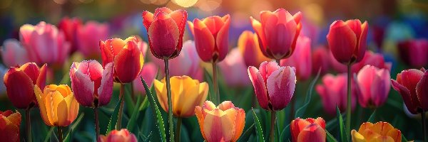 Kolorowe, Tulipany, Rozkwitające, Kwiaty