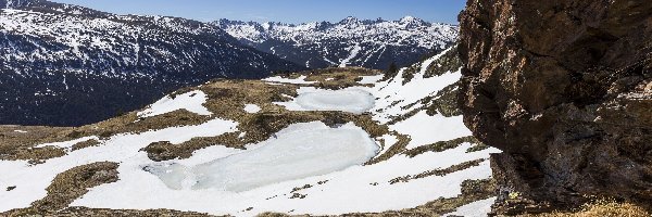 Szczyty, Góry, Śnieg, Skała, Pireneje, Andora