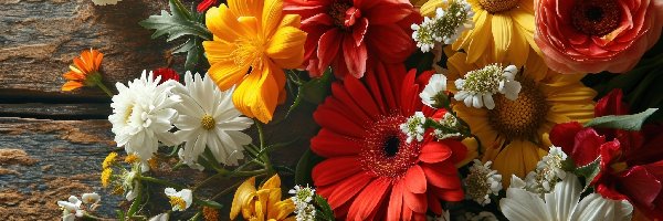 Kolorowe, Deski Kwiat, Gerbery, Kwiaty