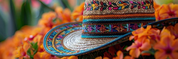 Kapelusz, Sombrero, Słomkowy, Różowy, Kwiaty