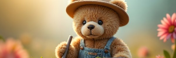 Ogrodnik, Kapelusz, Miś