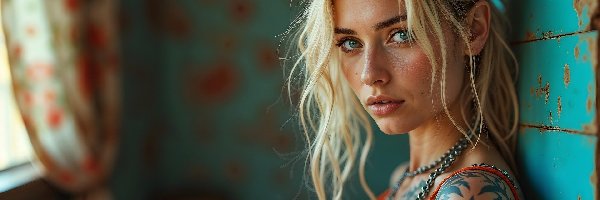 Blondynka, Tatuaż, Kobieta