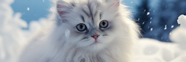 Śnieg, Grafika AI, Zima, Kot