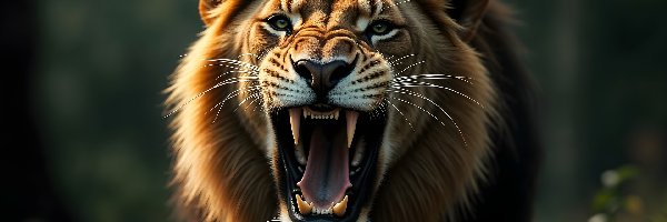 Otwarta, Kły, Paszcza, Lew