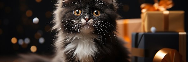 Czarno-biały, Prezenty, Kotek, Mały