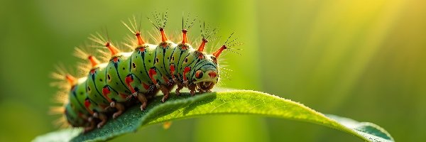 Liść, Gąsienica, Zielono-pomarańczowa