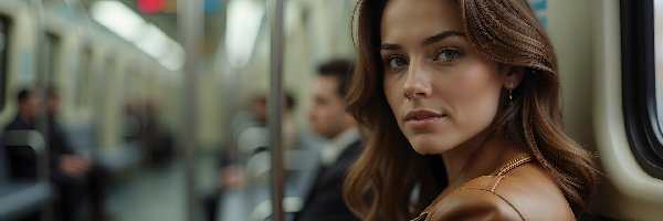 Kobieta, Twarz, Szatynka, Kurtka, Skórzana