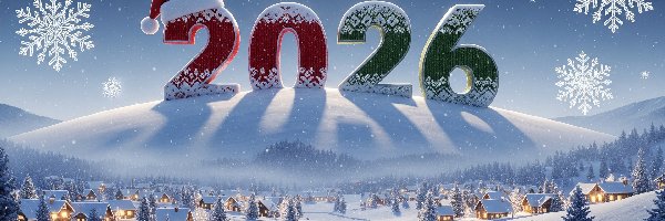Choinki, Wioska, Domki, Drzewa, 2026, Nowy Rok