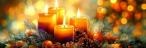 Jodła, Stroik, Szyszki, Grafika AI, Świąteczny, Świece