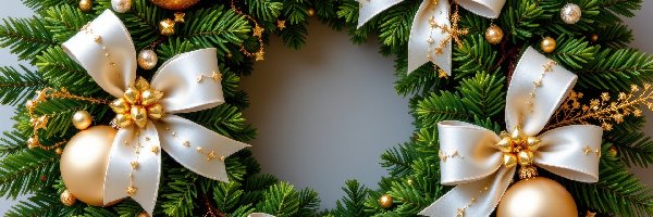 Wianek, Gałązki, Boże Narodzenie, Kokardy, Bombki