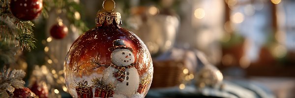 Bombka, Grafika AI, Bałwanek, Boże Narodzenie