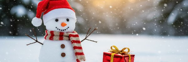 Mikołaja, Szal, Czapka, Prezent, Bałwan, Zima