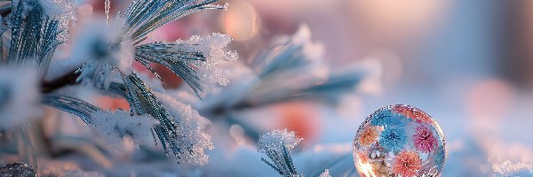 Szklana, Kwiaty, Kulka, Grafika AI, Sosna