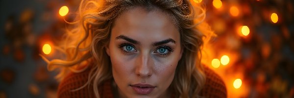 Kobieta, Twarz, Blondynka, Oczy, Szaro-niebieskie