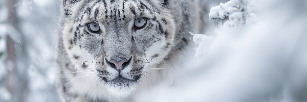 Zima, Grafika AI, Śnieg, Irbis