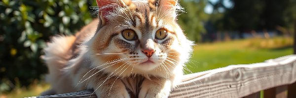 Kot, Grafika AI, Płot, Rudy