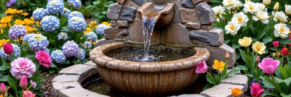 Ogród, Kamienie, Kwiaty