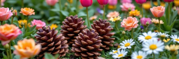 Szyszki, Kwiaty, Kolorowe