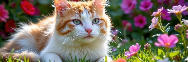 Kwiaty, Kot, Biało-rudy