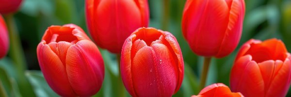 Nierozwinięte, Tulipany, Kwiaty, Czerwone