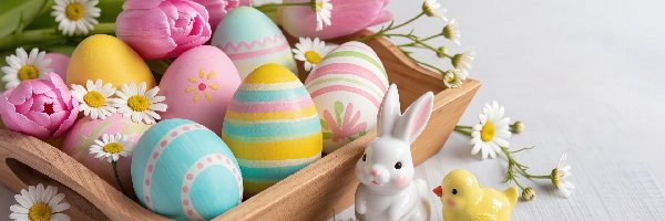 Pisanki, Figurki, Kwiaty, Wielkanoc