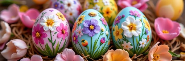 Kwiaty, AI, Wielkanoc, Pisanki