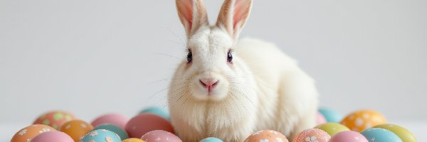 Królik, Pisanki, Kolorowe, Biały