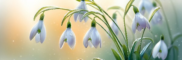 Przebiśniegi, Kwiaty, Białe, Grafika AI, Dziewczynka