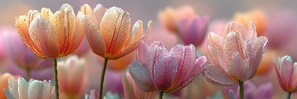 Tulipany, Grafika AI, Kwiaty, Mokre