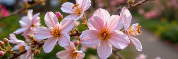 Kwiaty, Grafika AI, Gałązka, Różowe