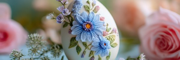 Kwiaty, Wielkanoc, Grafika AI, Jajko