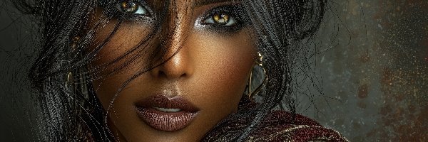 Kobieta, Twarz, Ciemnoskóra, Grafika, Włosy