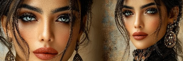 Twarz, Grafika, Kolczyki, Kobieta