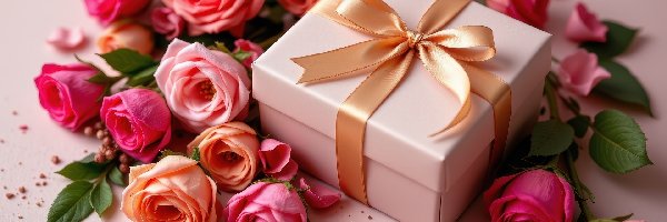 Czerwone, Płatki, Róże, Prezent