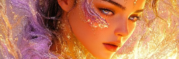 Kobieta, Grafika AI, Twarz, Zamyślona