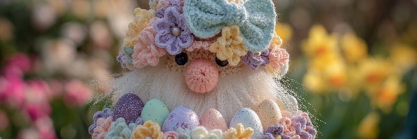 Wielkanoc, Kapelusz, Jajka, Grafika AI, Figurka, Wełniana