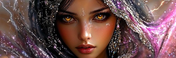 Oczy, Twarz, Piwne, Grafika AI, Dziewczyna, Kobieta