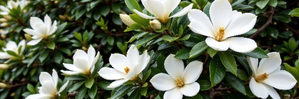 Listki, Kwiaty, Gałązki, Krzew, Białe, Magnolia