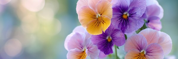 Kolorowe, Bratki, Rozkwitnięte, Grafika AI, Kwiaty