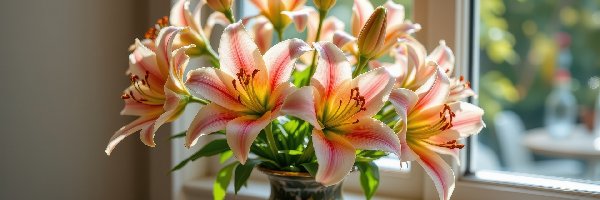 Okno, Wazon, Lilie