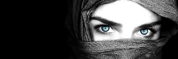 Kobieta, Oczy, Niebieskie, Chusta