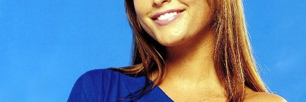 Holly Valance, bluzka, niebieska, uśmiech