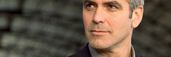 brązowe oczy, siwe włosy, George Clooney